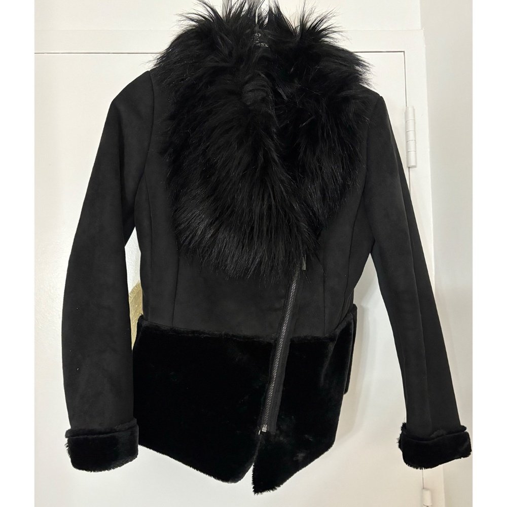 Pamela Dennis faux Fur jacket short coat Size M